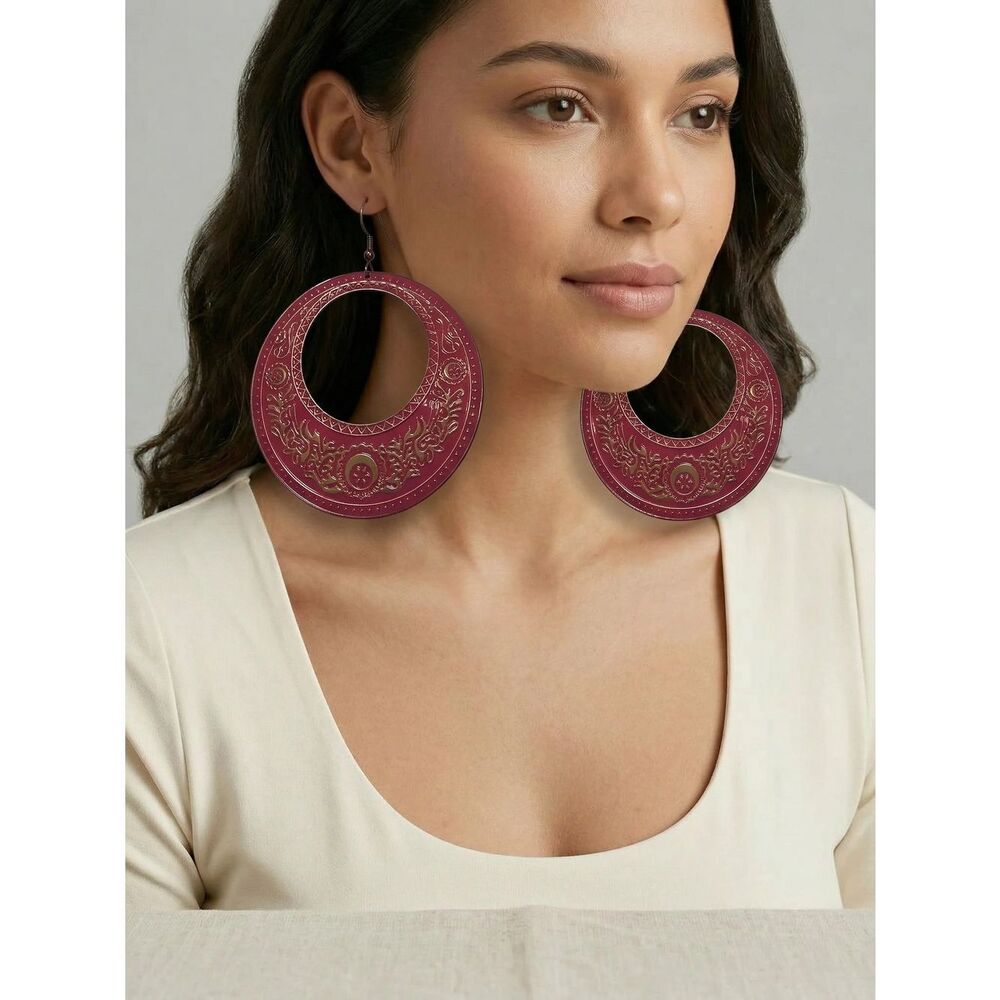 Vibrant Pink Hoop Earrings - Vintage Gypsy BOHO